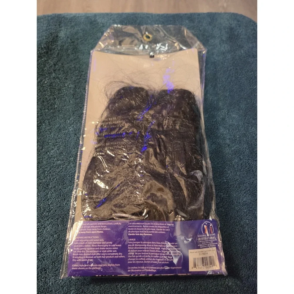 Vtg New Old Stock 36 Inch Halloween Witch Wig Black And White